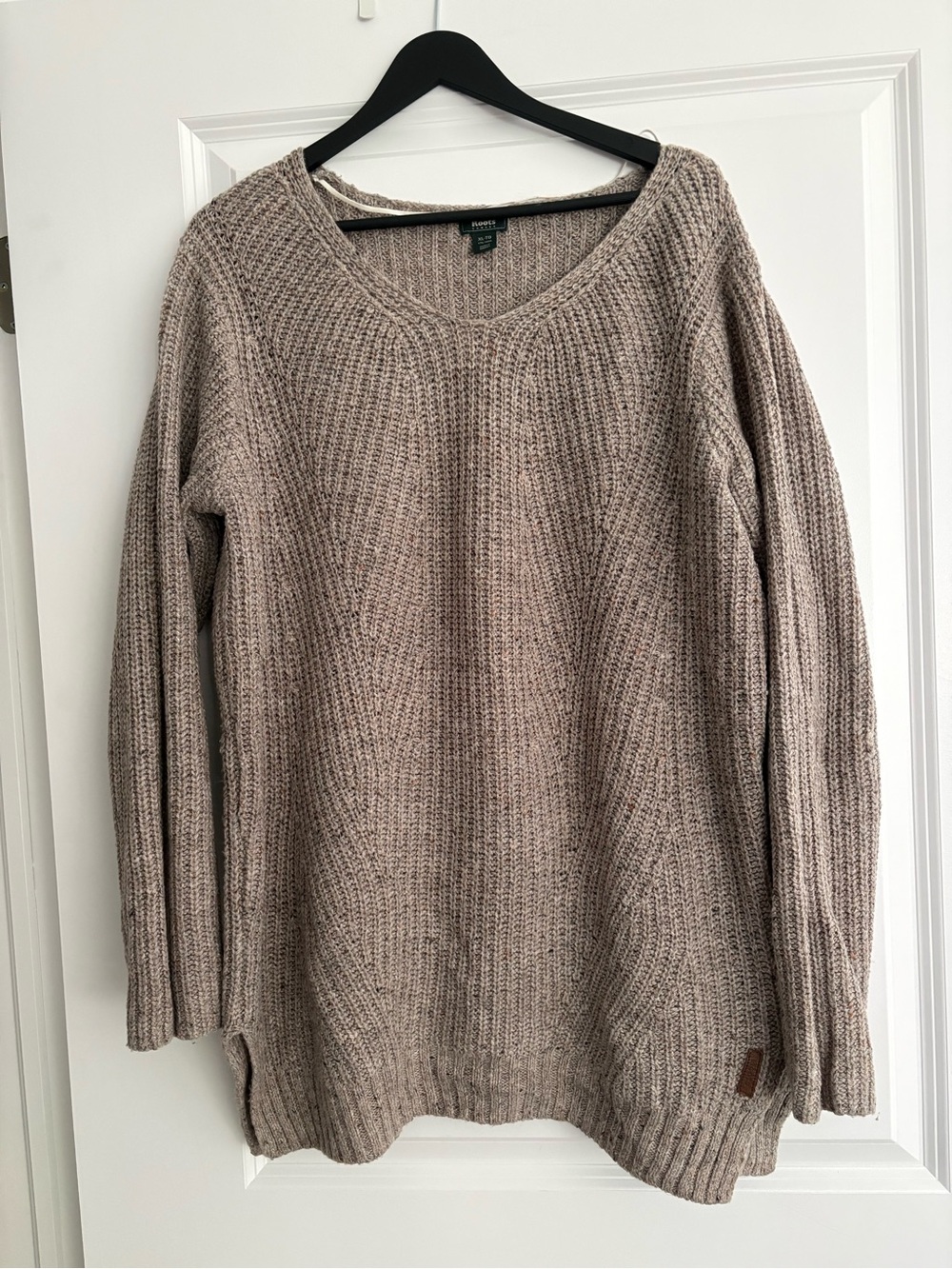 Roots Taupe Crewneck Knit Tunic Sweater